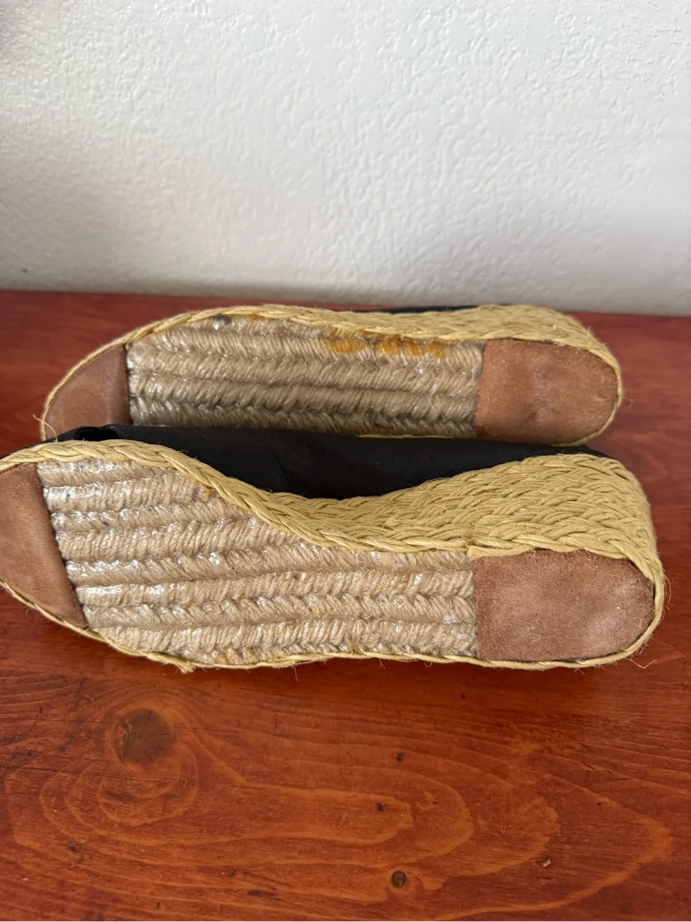 Lauren Ralph Lauren Black Peep-Toe Espadrille Flats